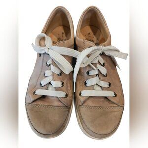 Finn Comfort Shoe Women's SZ 5/7 Beige Lace Up Round Toe Sneaker Oxford